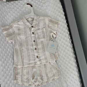Cloud Island Off-White Striped Baby Outfit